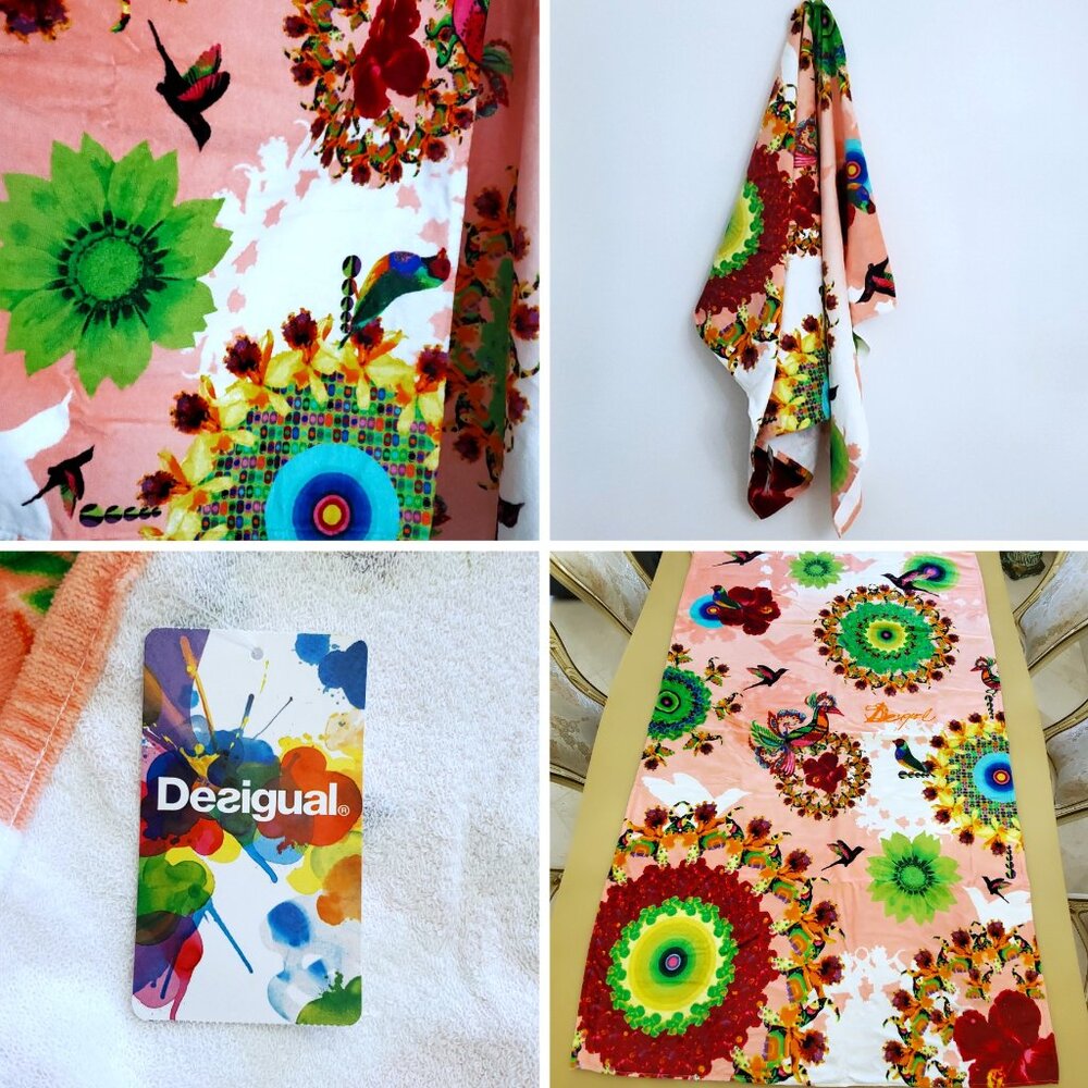 Desigual Floral Medallion Vibrant Colorful Beach Bath Towel - New